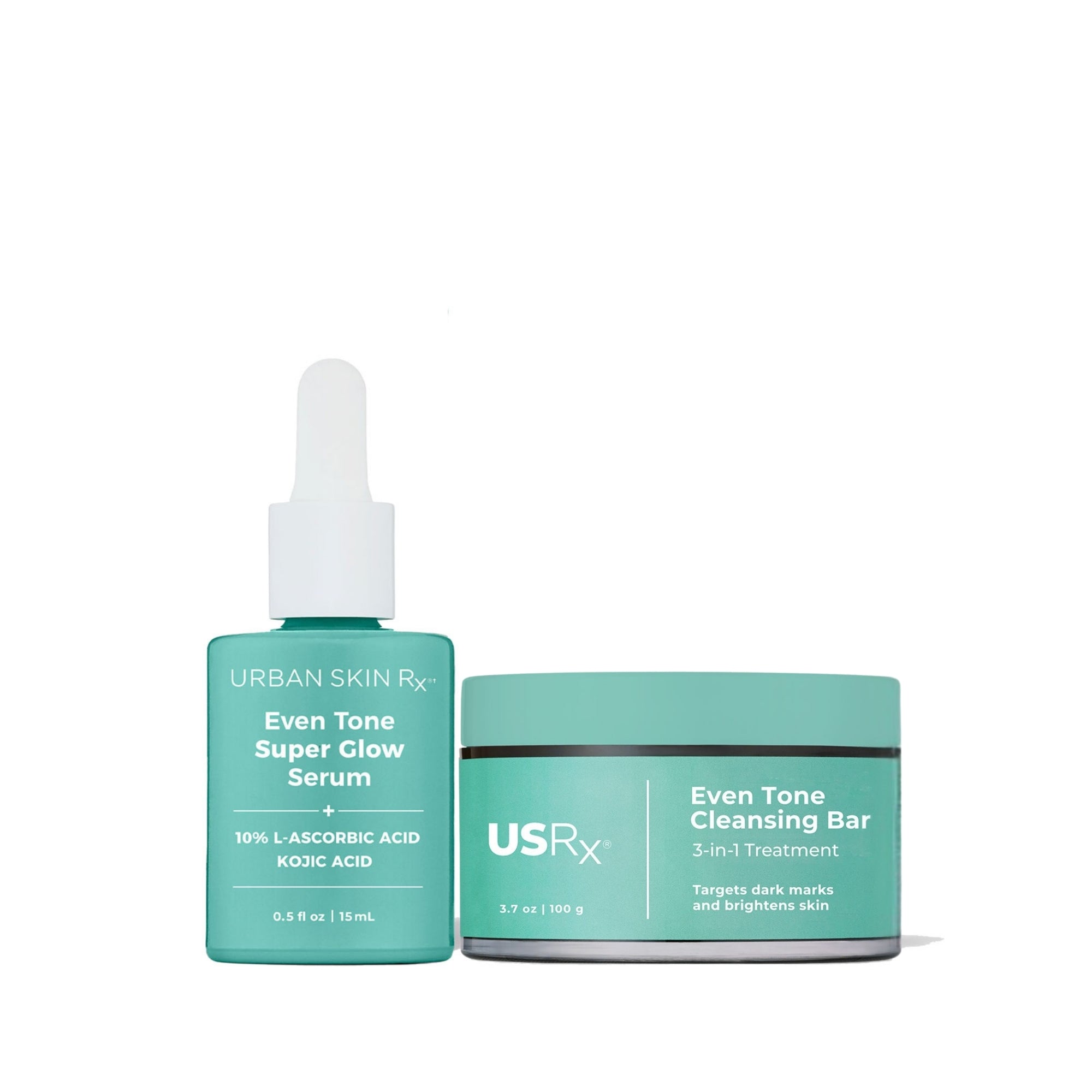 Set of USRx skincare products on a white background