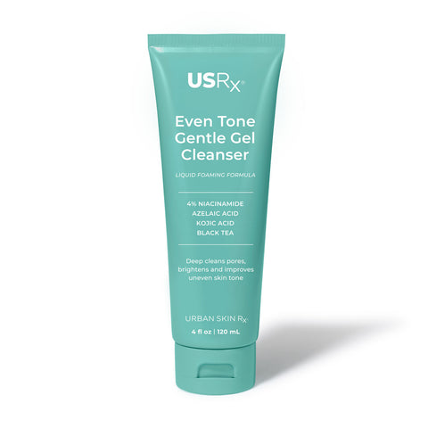 4 ounce bottle of Urban Skin RX Even Tone Gentle Gel Cleanser set against a white background