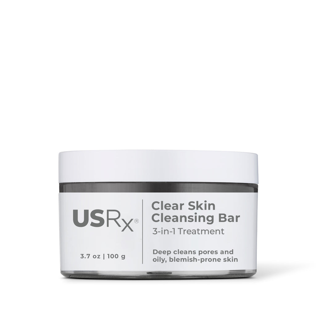 Jar of USRX Clean Skin Cleansing Bar treatment for clarifying skin