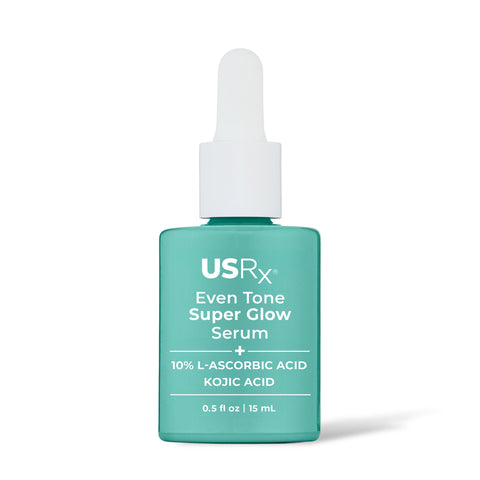 .5 ounce light blue bottle of Urban Skin RX Even Tone Super Glow Serum against a white background