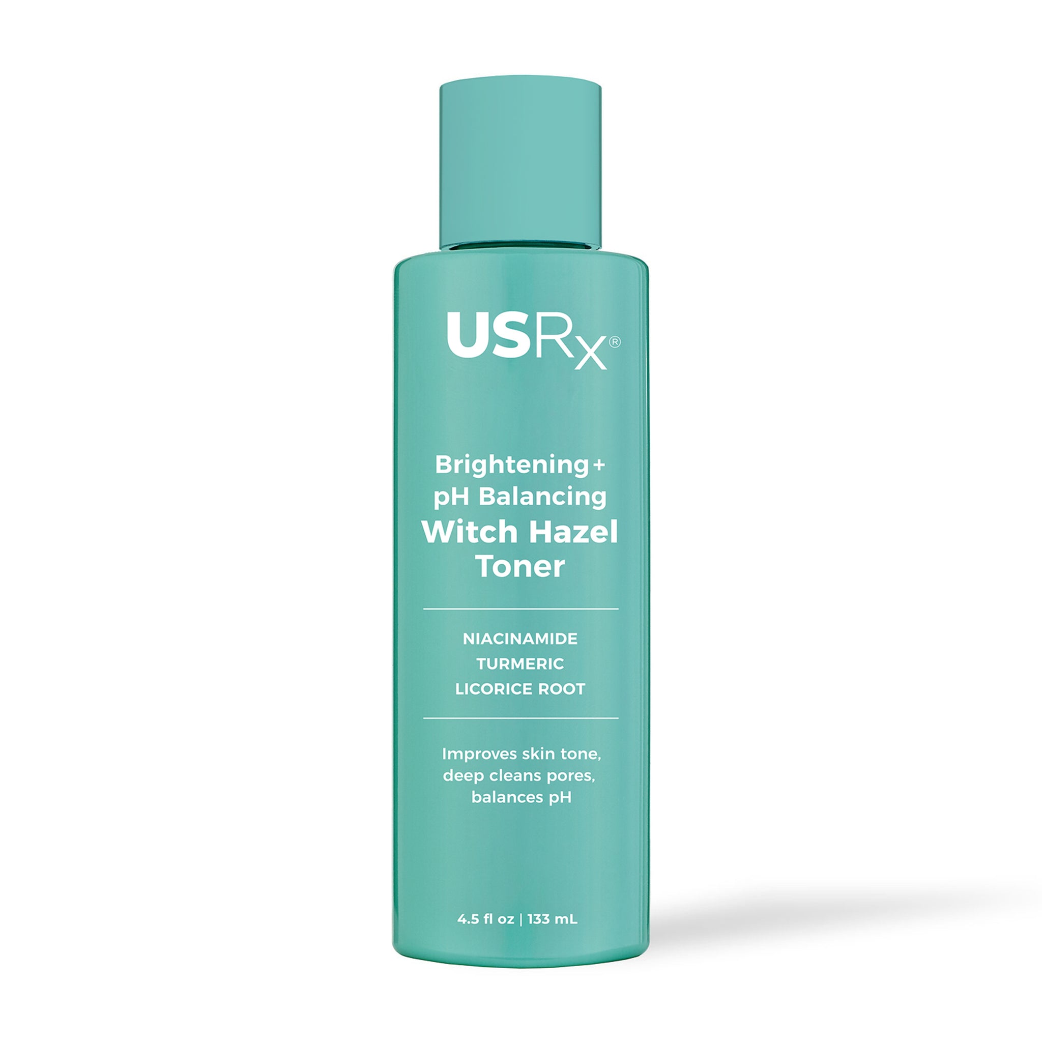Bottle of USRX Witch Hazel Toner set against a white background