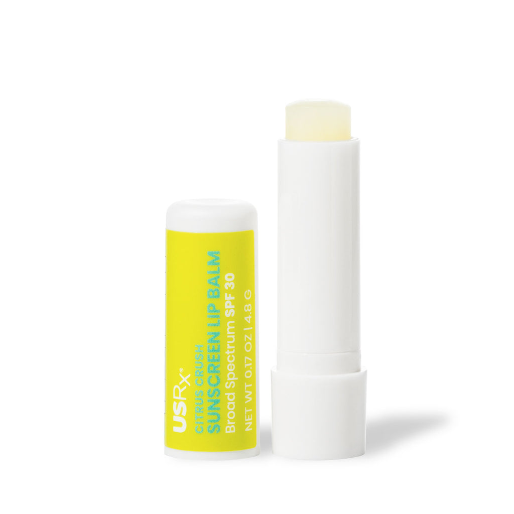 Stick of Urban Skin RX Citrus Crush Sunscreen Lip Balm with cap removed 