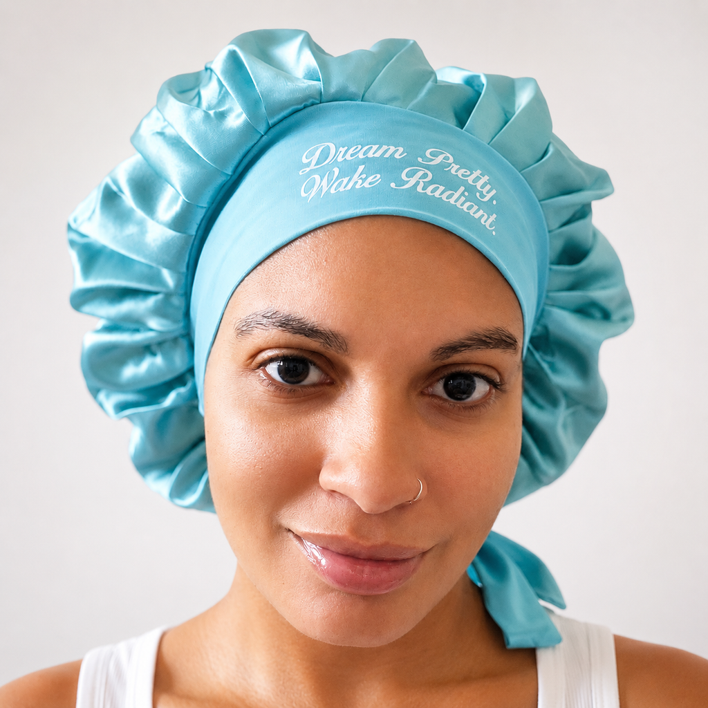 "Dream Pretty. Wake Radiant." Satin Bonnet