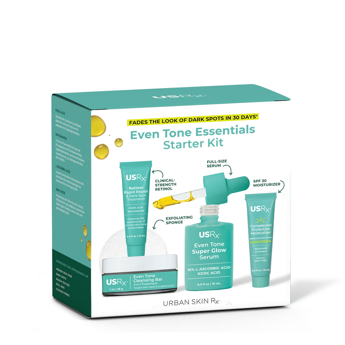 Package of USRx Even Tone Essentials Starter Kit including a complete skincare regimen for even toned skin
