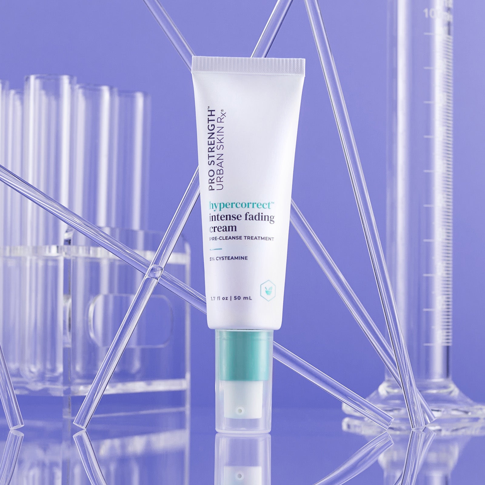 1.7 ounce bottle of Urban Skin RX HyperCorrect Intense Fading Cream against light purple background